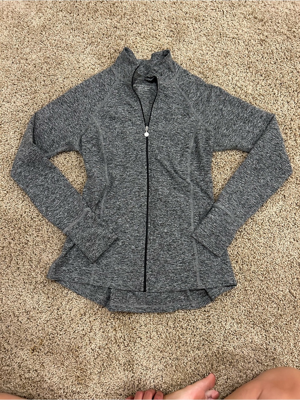 Beyond Yoga Gray Marled Zip Hoodie